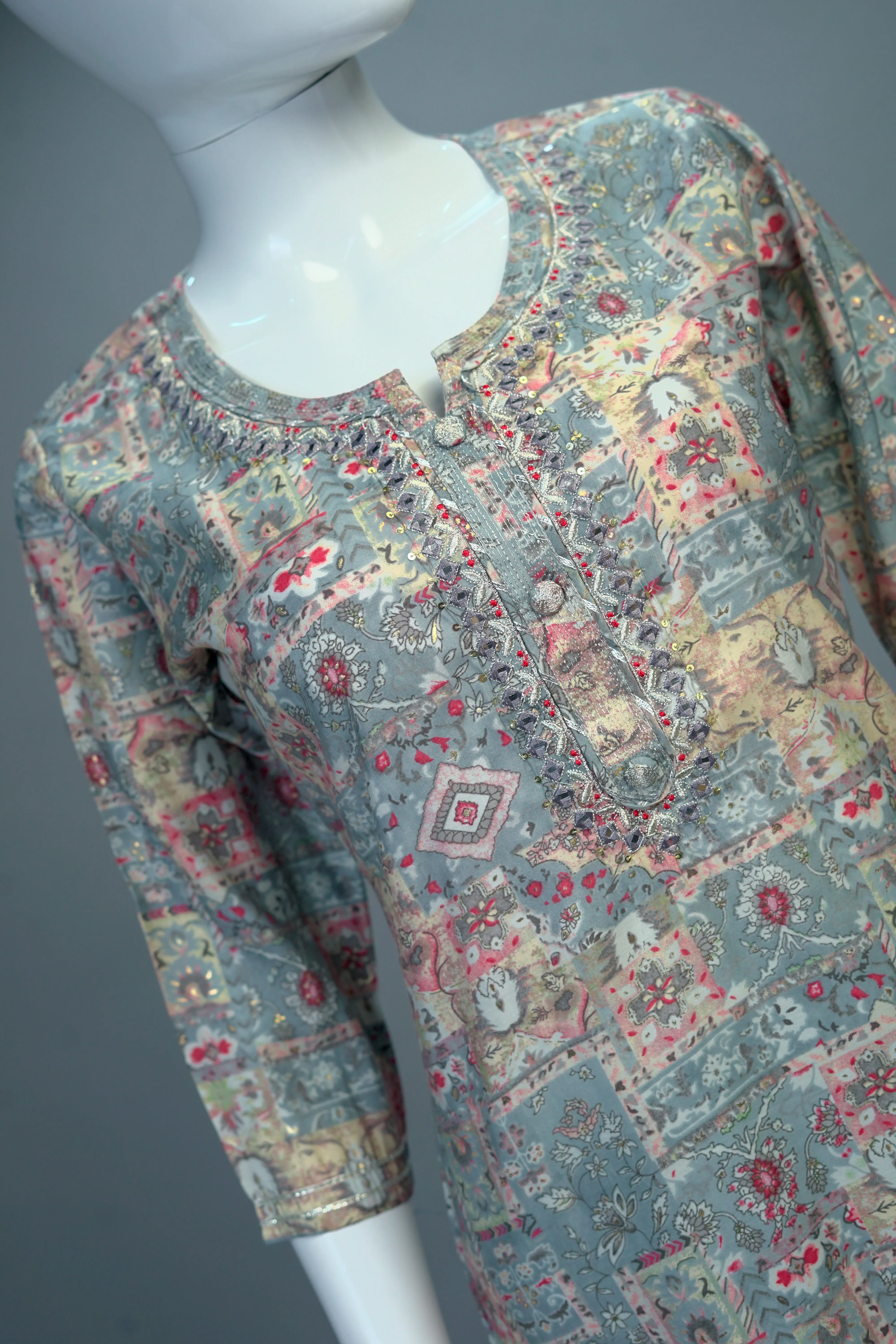 Ash Floral Kurta & Pant Set