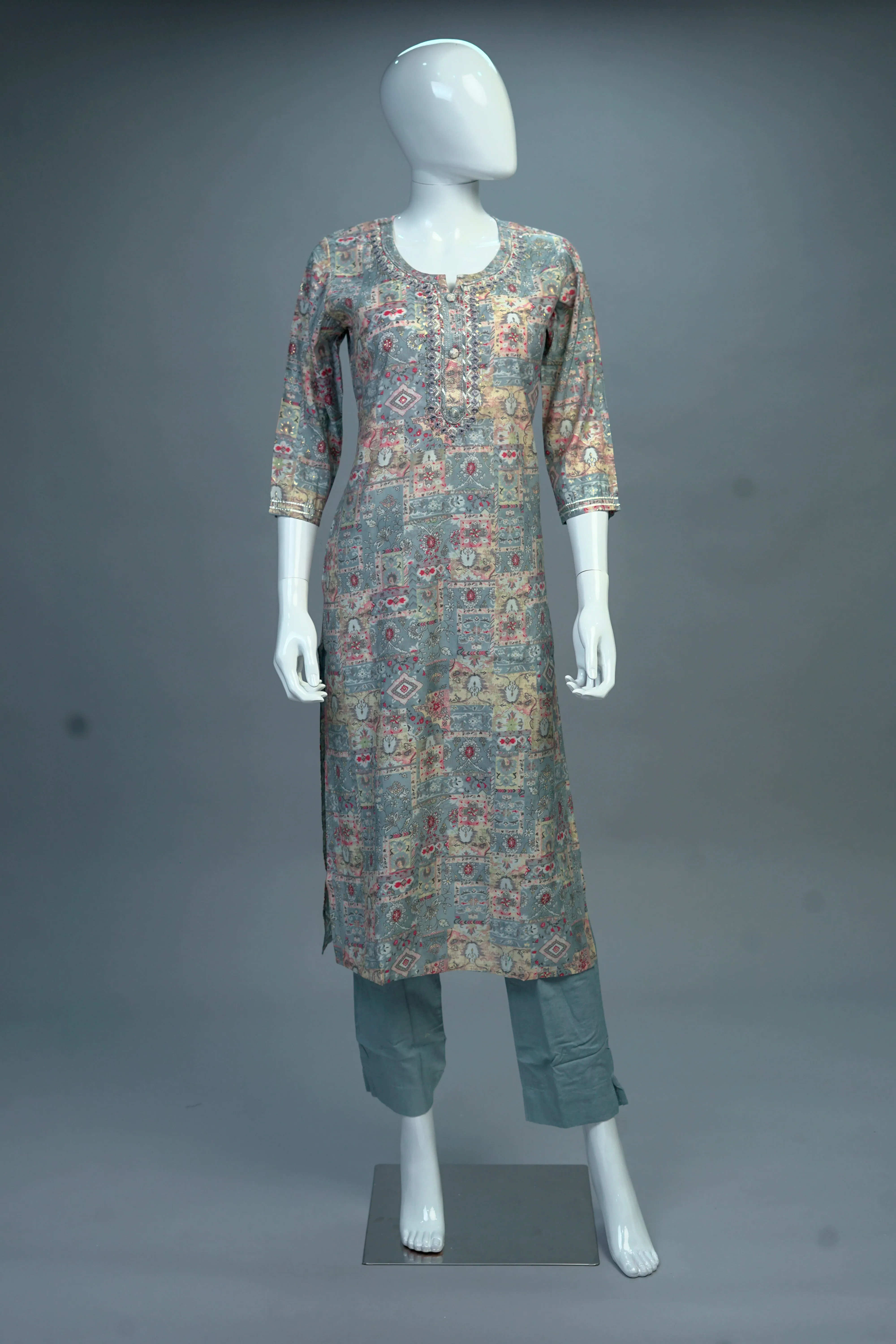 Ash Floral Kurta & Pant Set