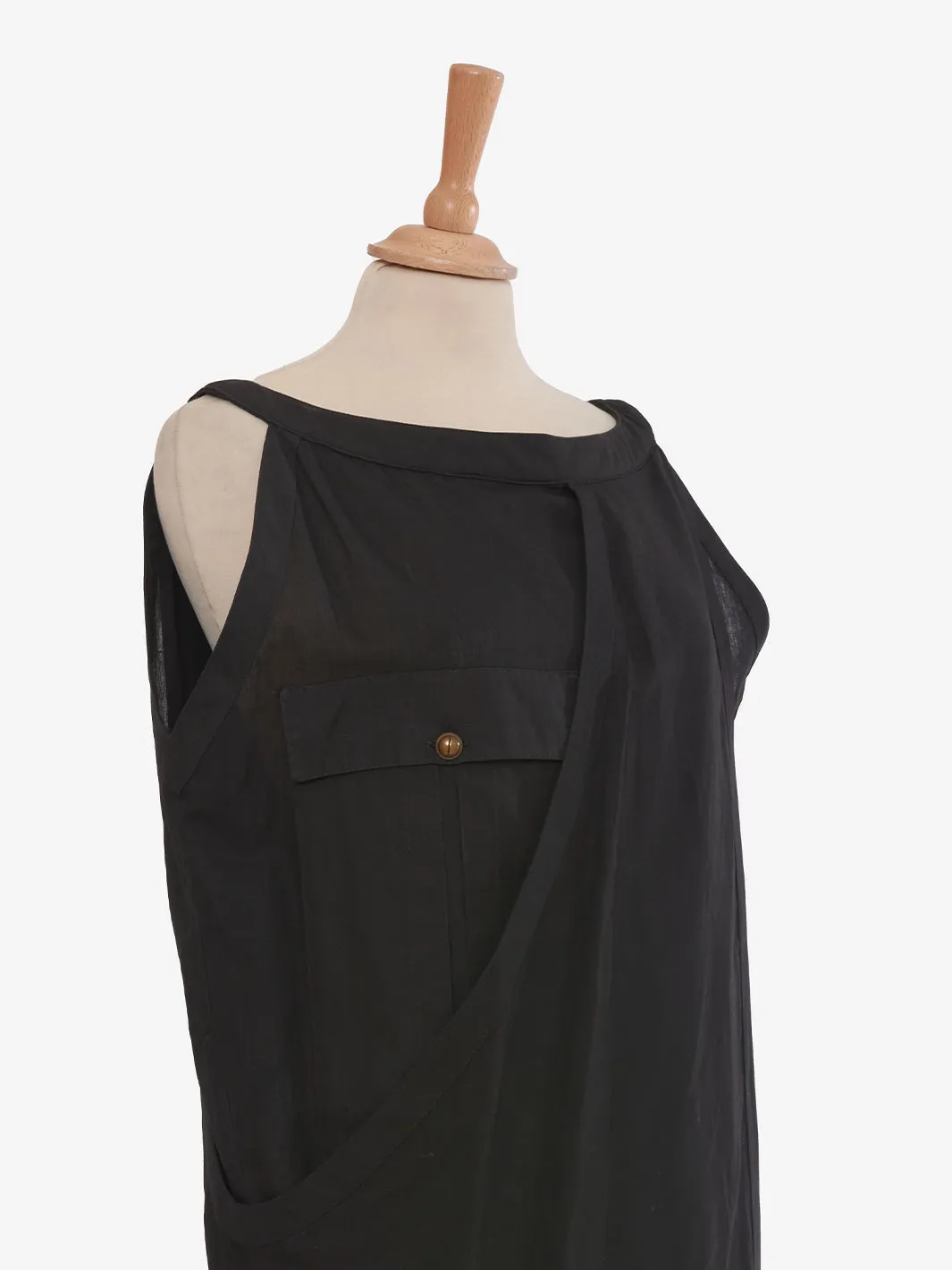 Gianni Versace black long dress in linen and cotton