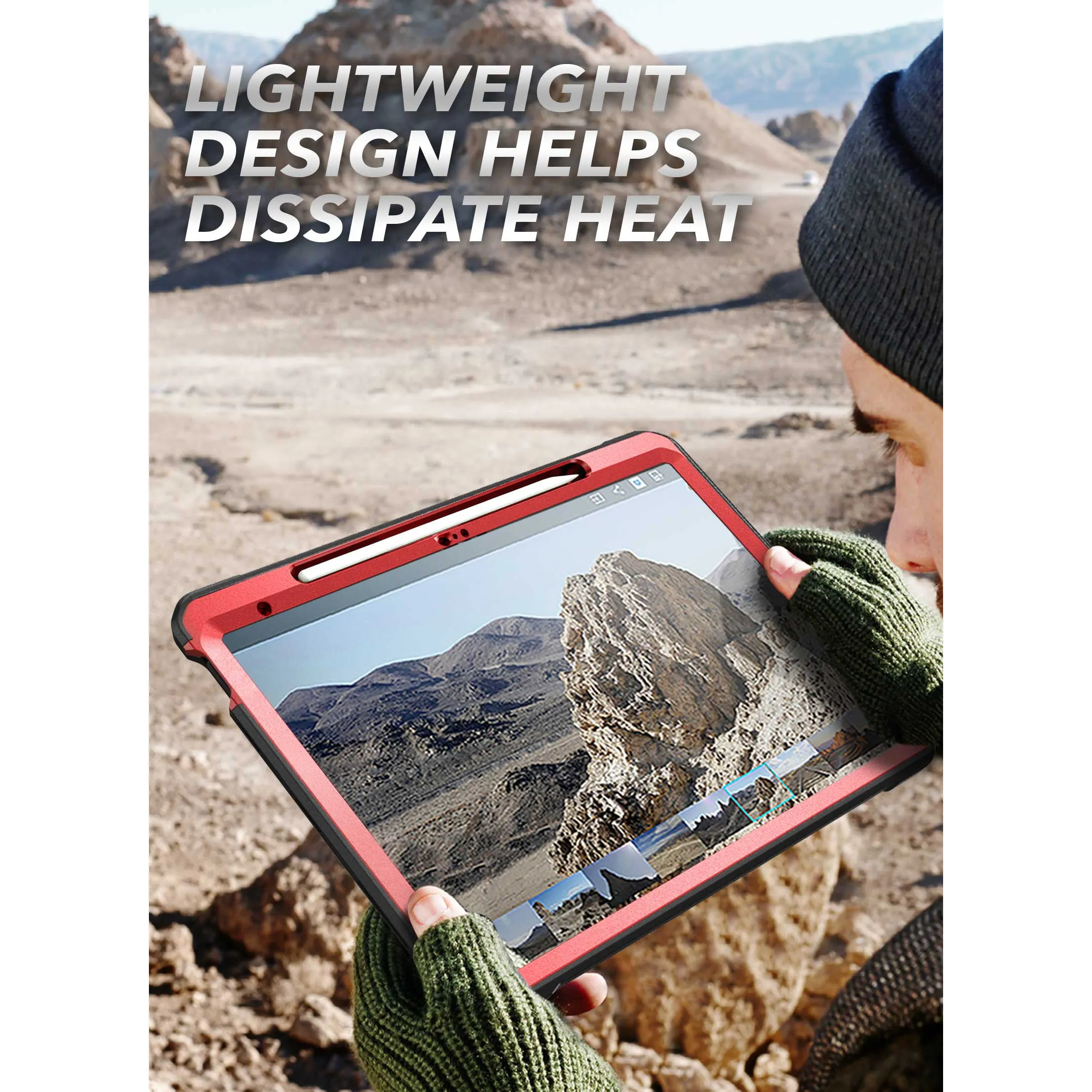 iPad 10.9" 2022 Unicorn Beetle PRO Rugged Kickstand Case-Metallic Red