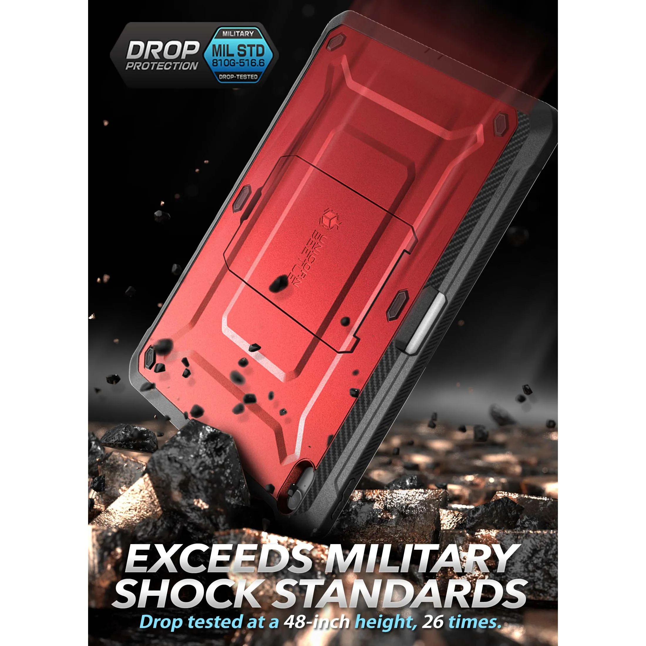 iPad 10.9" 2022 Unicorn Beetle PRO Rugged Kickstand Case-Metallic Red