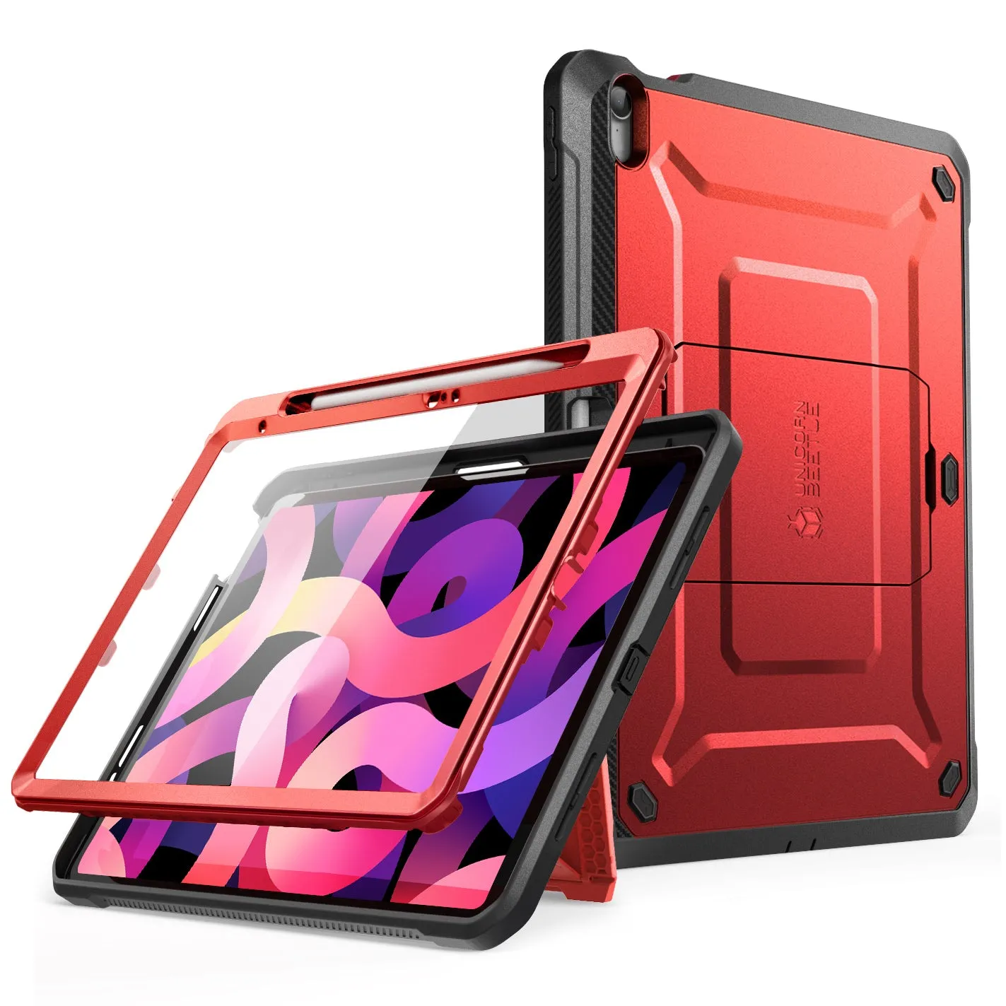 iPad 10.9" 2022 Unicorn Beetle PRO Rugged Kickstand Case-Metallic Red