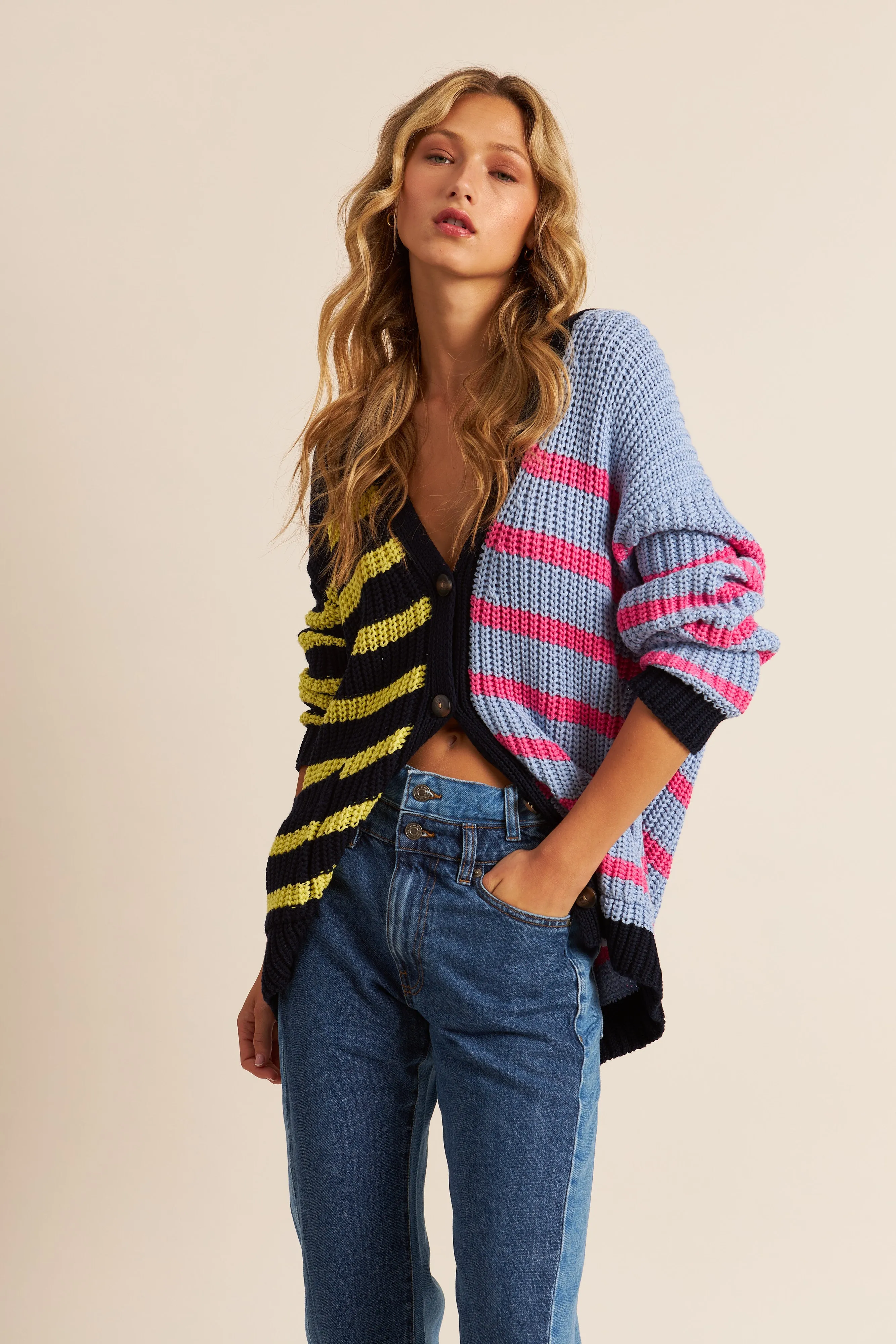 John & Jenn Raz Cardigan | Coastal Stripe