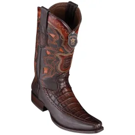 Los Altos Boots Mens #76F8216 European Square Toe | Genuine Caiman Belly With Deer Sides Boots | Color Faded Brown