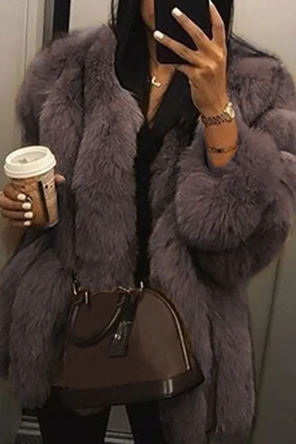 xiangtuibao Solid Color Bright Fluffy Coat