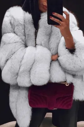 xiangtuibao Solid Color Bright Fluffy Coat