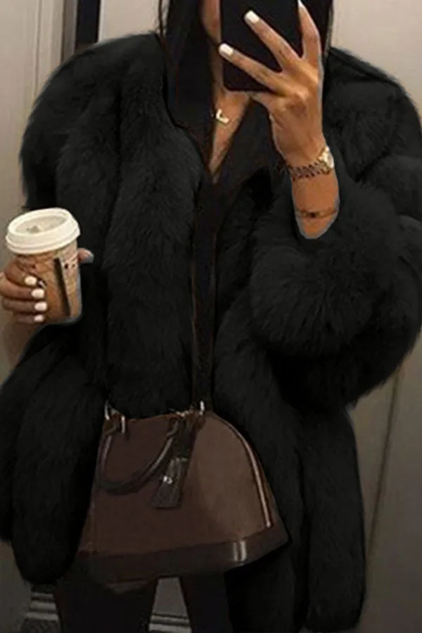 xiangtuibao Solid Color Bright Fluffy Coat