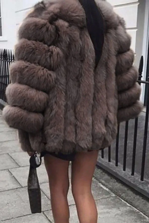 xiangtuibao Solid Color Bright Fluffy Coat